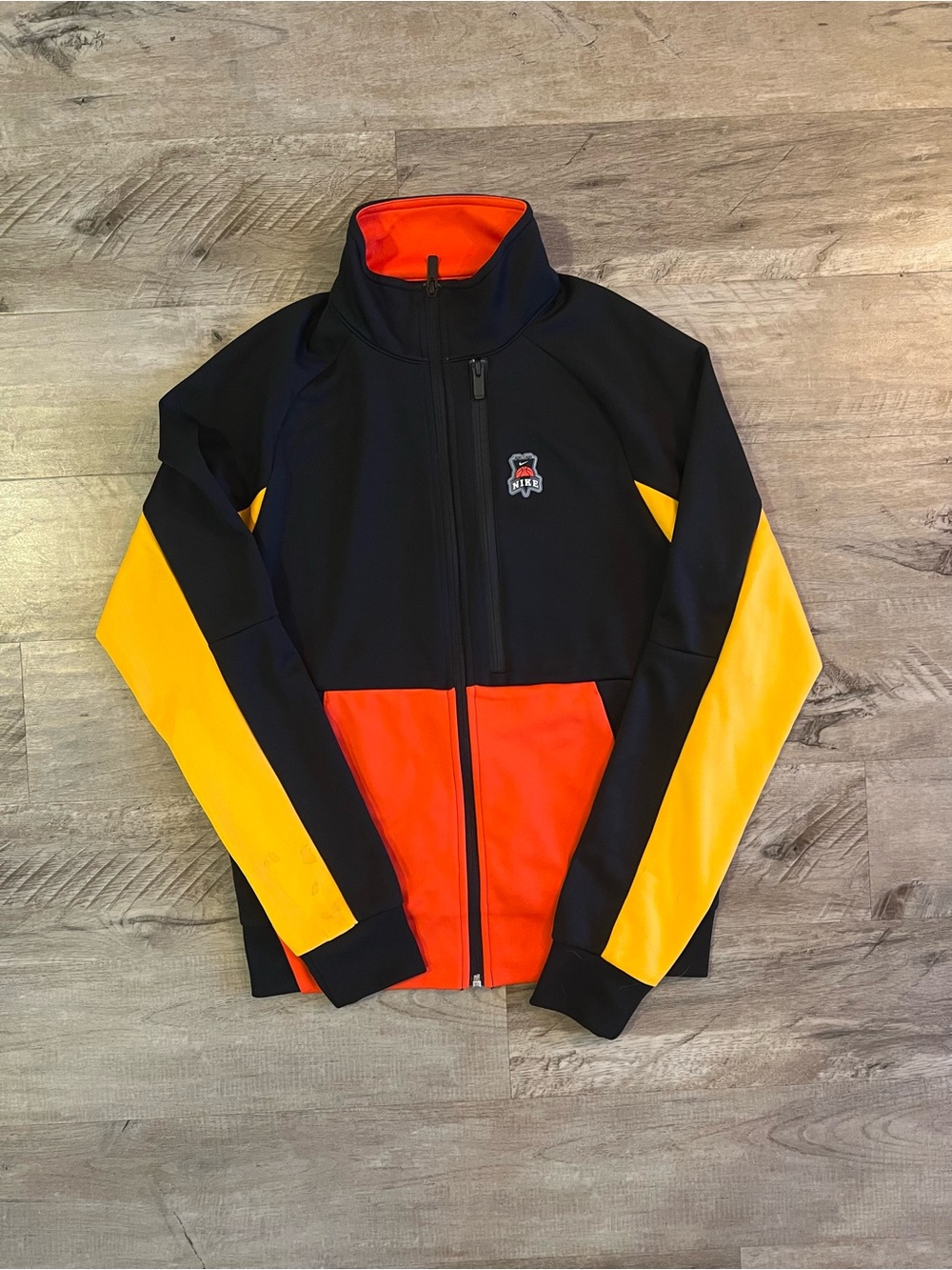 NIKE Sportswear Men's Jacket Black Orange Yellow Size Small DR9789-010